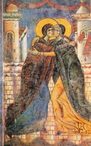 icon of the Visitation in St. George Church in Kurbinovo, Macedonia, dated 1191